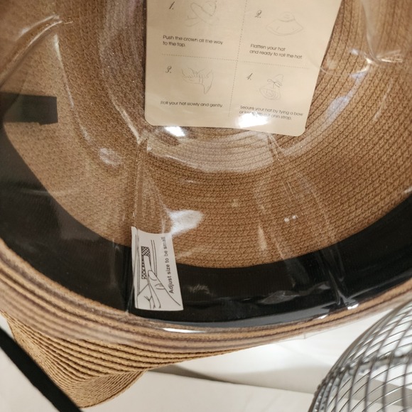 NWT Furtalk Sunhat with Chin Strap Brown with Bow Flopy Wide Brim Packable - Picture 5 of 5